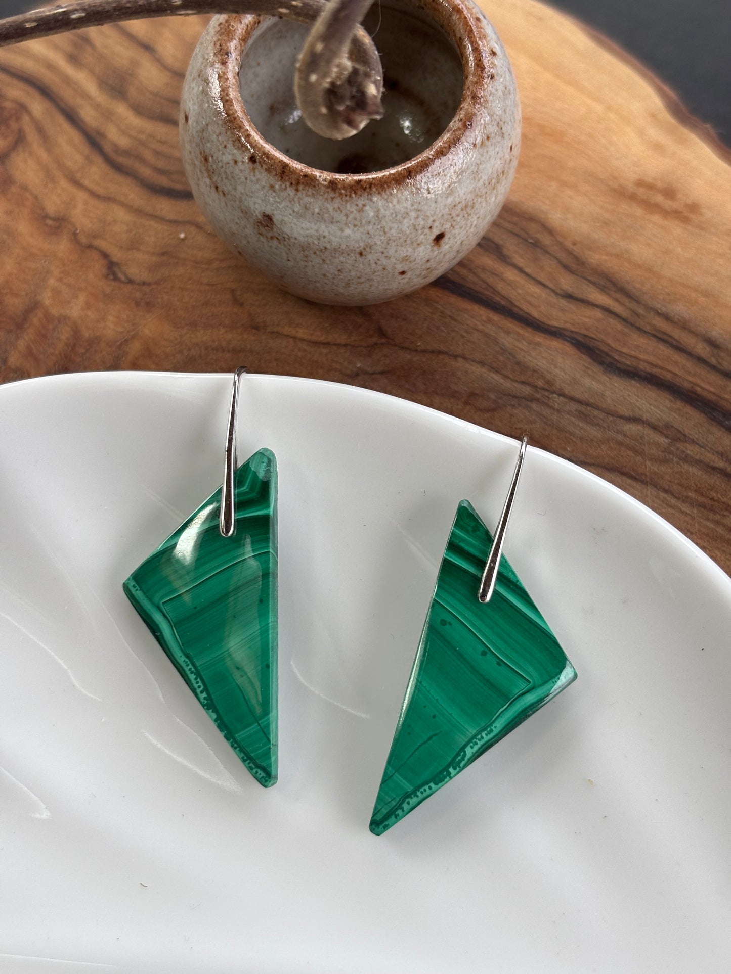 Malachite Triangle Earrings