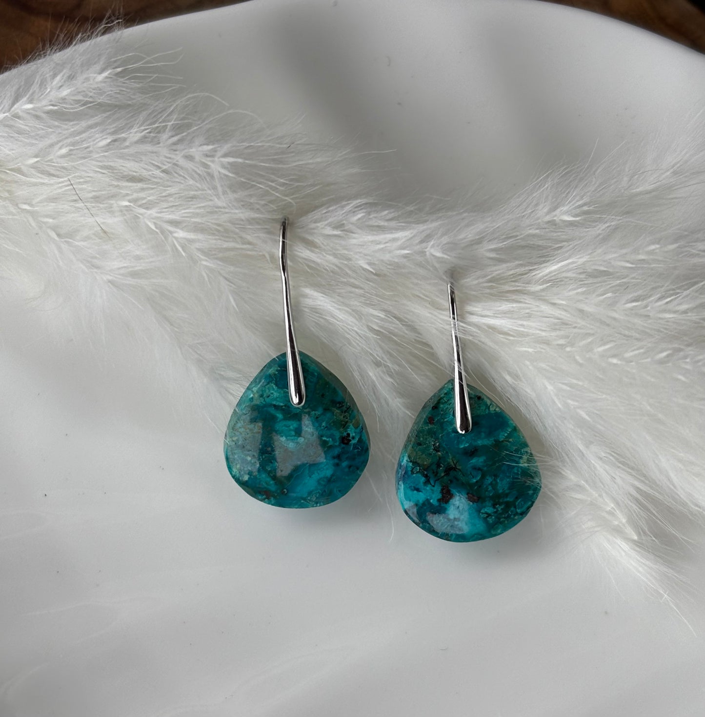 Small Azurite Teardrop Earrings