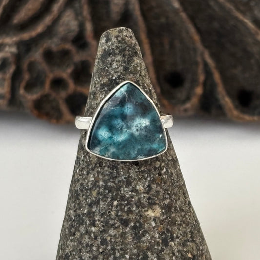 Blue Opalized Wood Ring Size 5.5