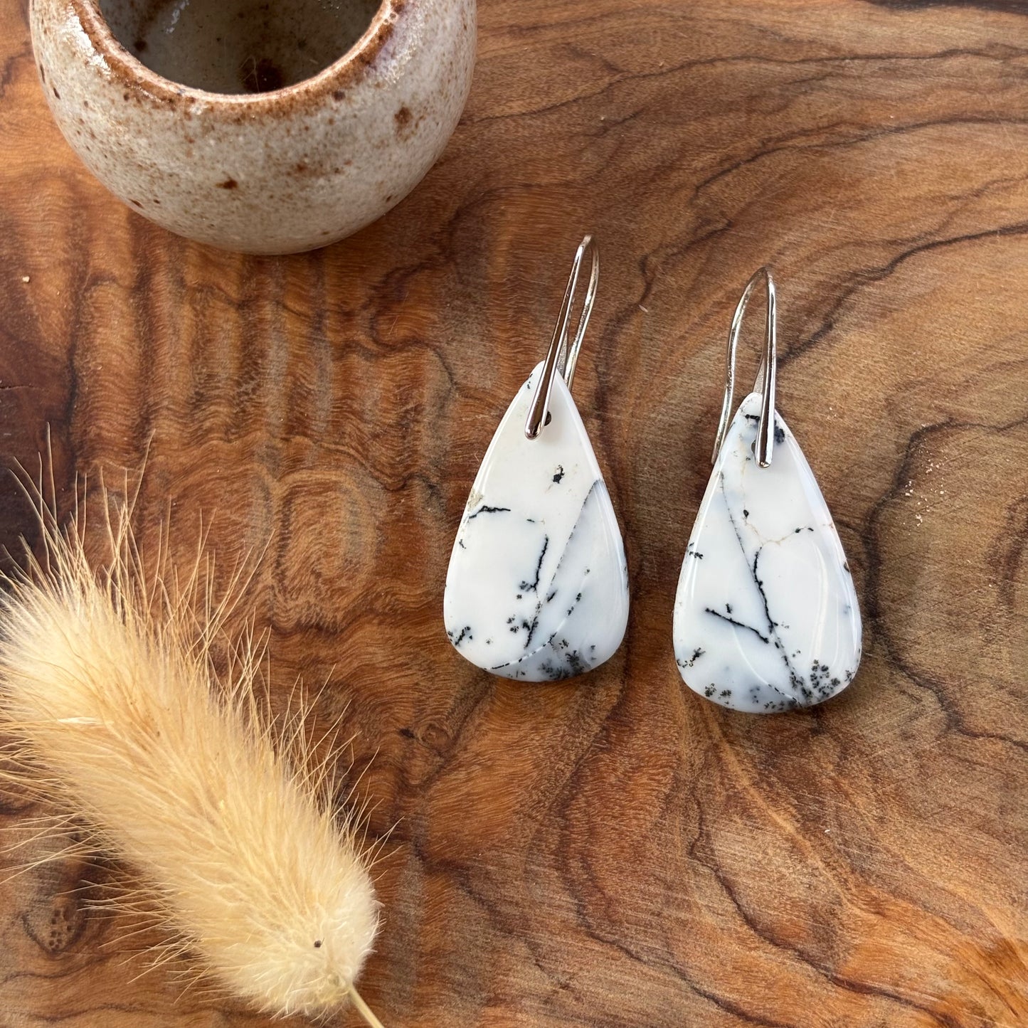 Dentritic Opal Dangle Earrings