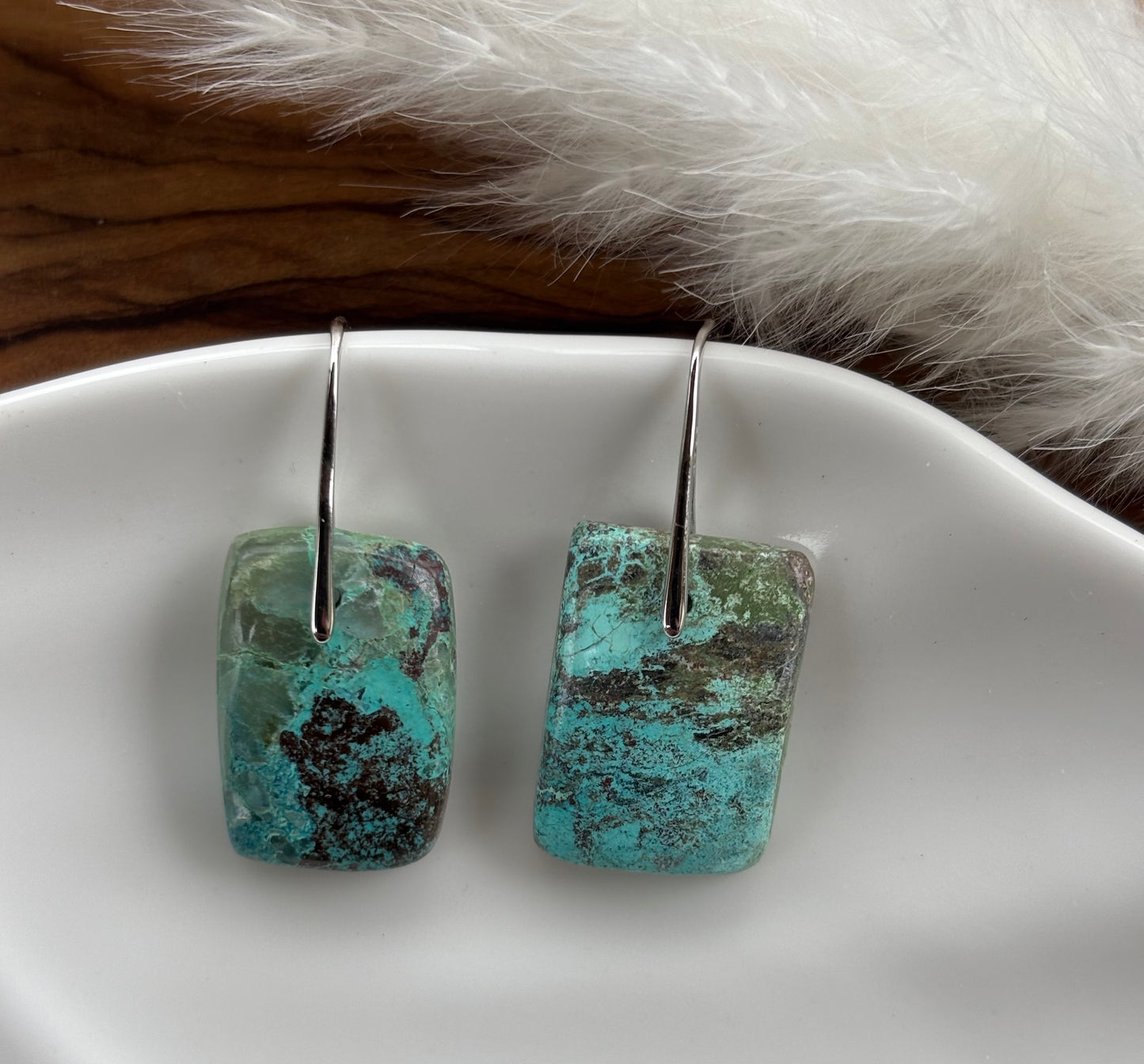 Chrysocolla Square Earrings