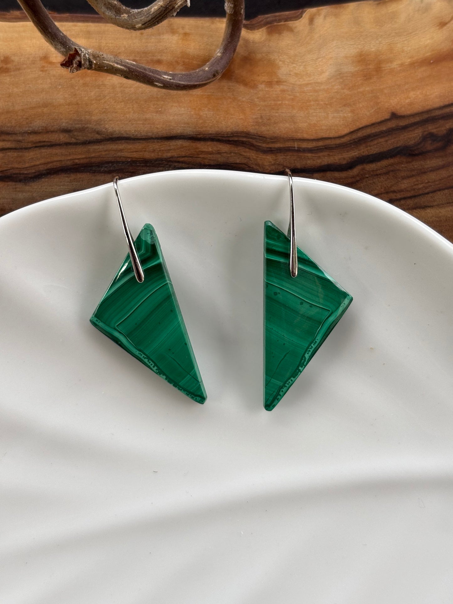 Malachite Triangle Earrings