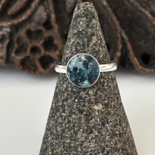 Blue Opalized Wood Ring 8