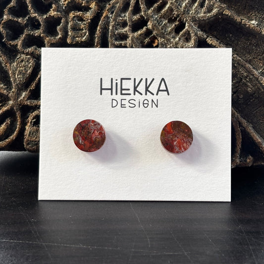 Red Moss Agate Round Studs