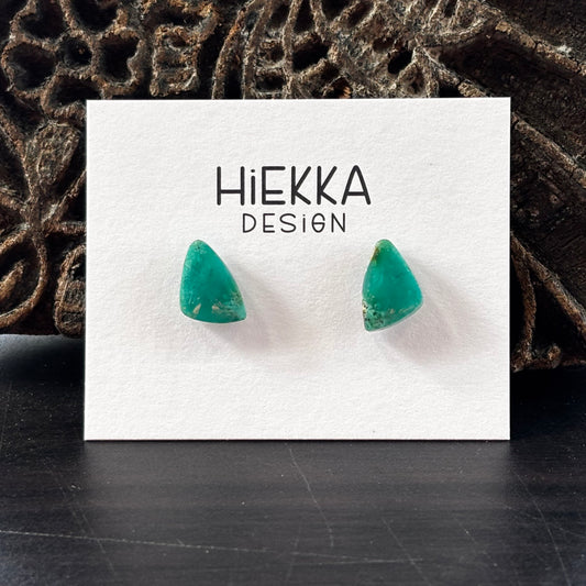 Small Triangle Blue Opal Wood Studs