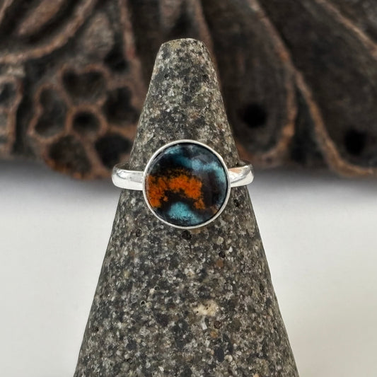 Blue Opalized Wood Ring Size 5.5