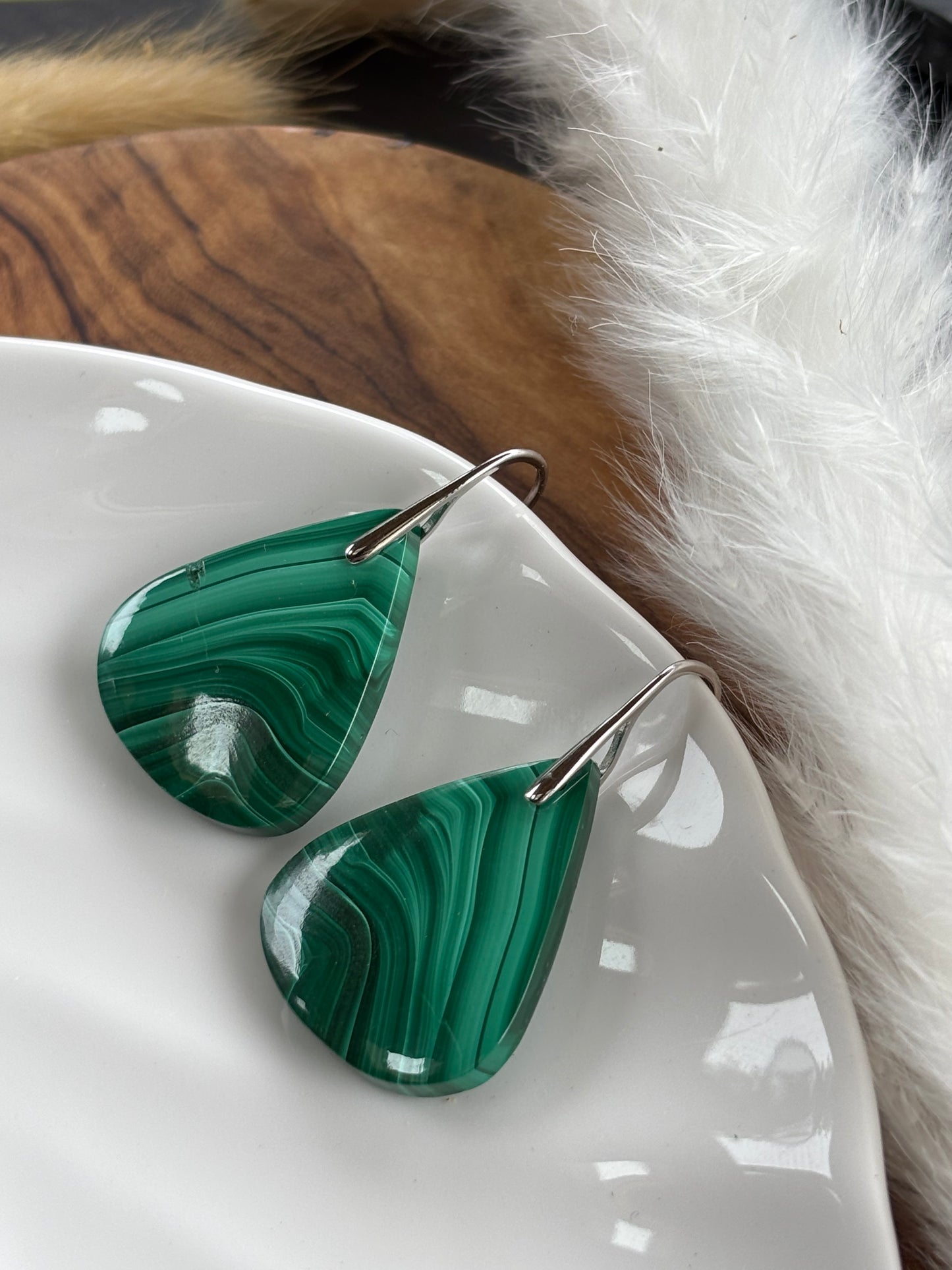 Malachite Teardrop Dangle Earrings