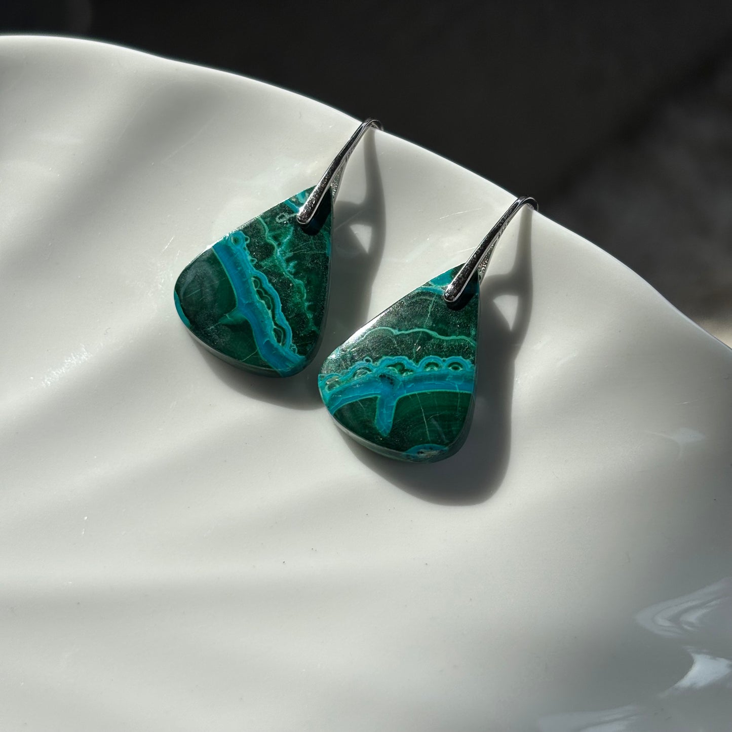 Malachite Chrysocolla Drop Earrings