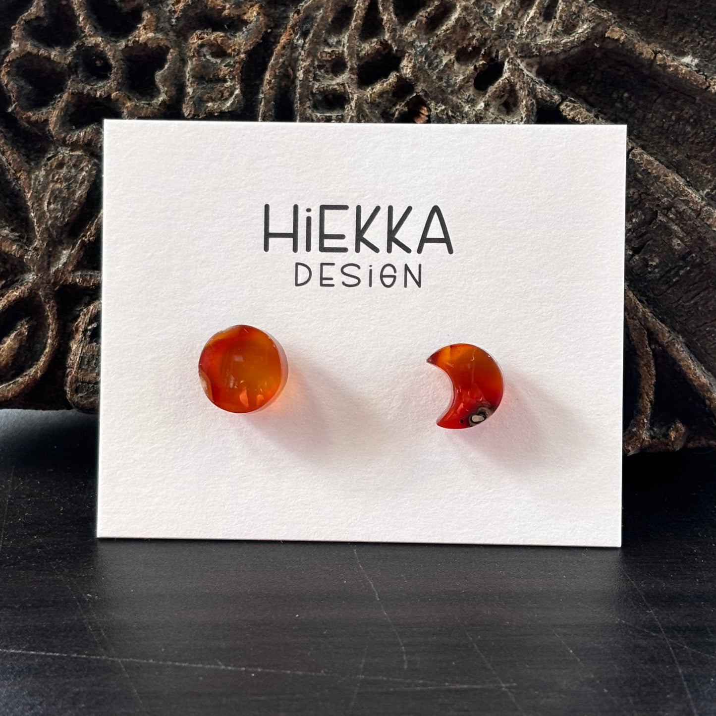 Carnelian Moons Studs
