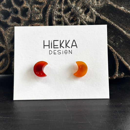 Carnelian Moon Studs