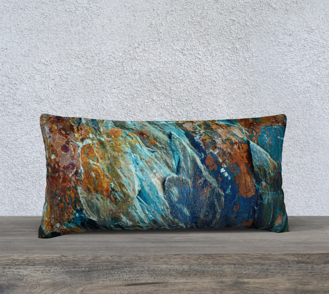 Blue Opalized Wood Long Cushion Cover 24x12"