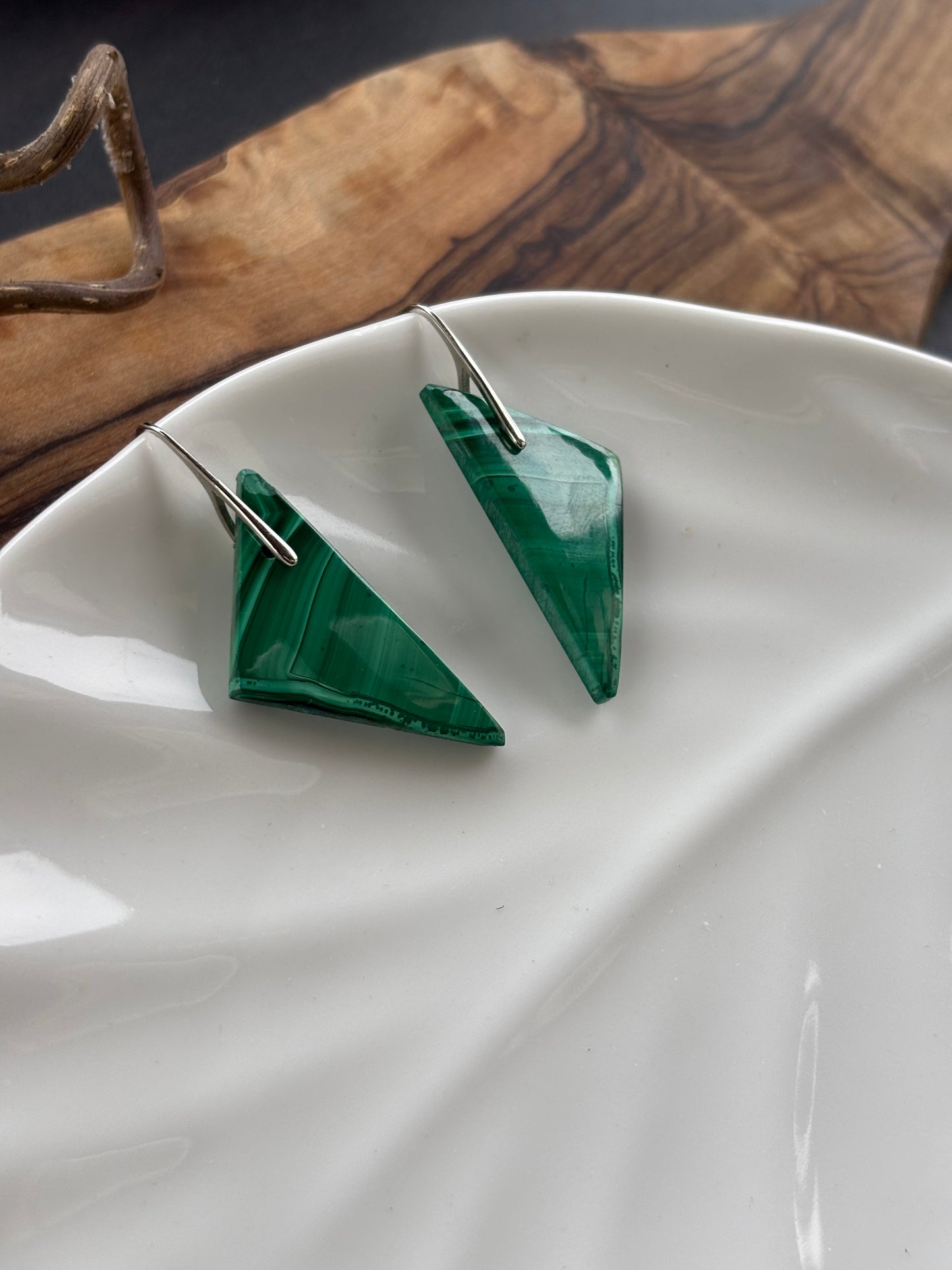 Malachite Triangle Earrings