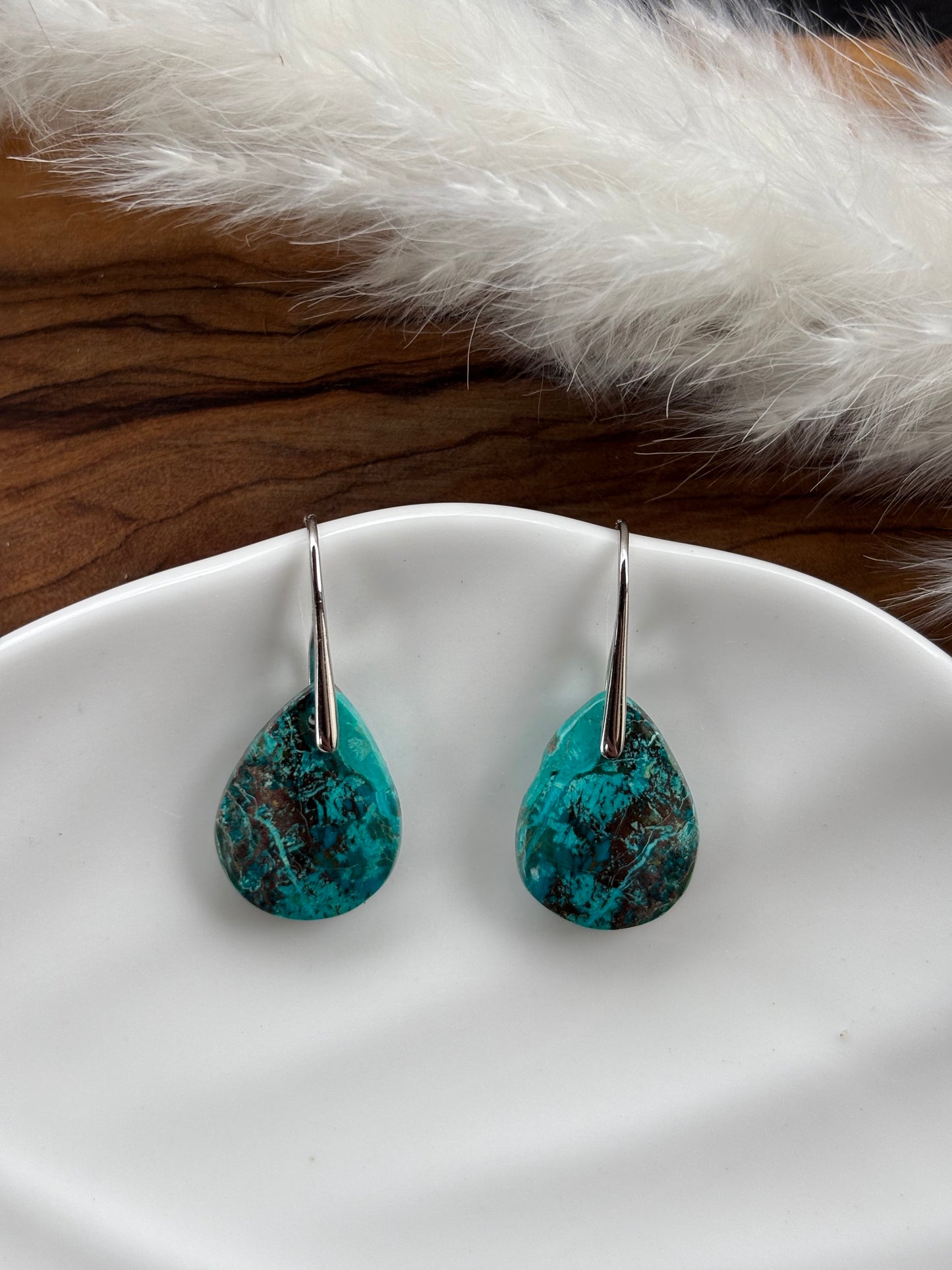 Small Azurite Teardrop Earrings