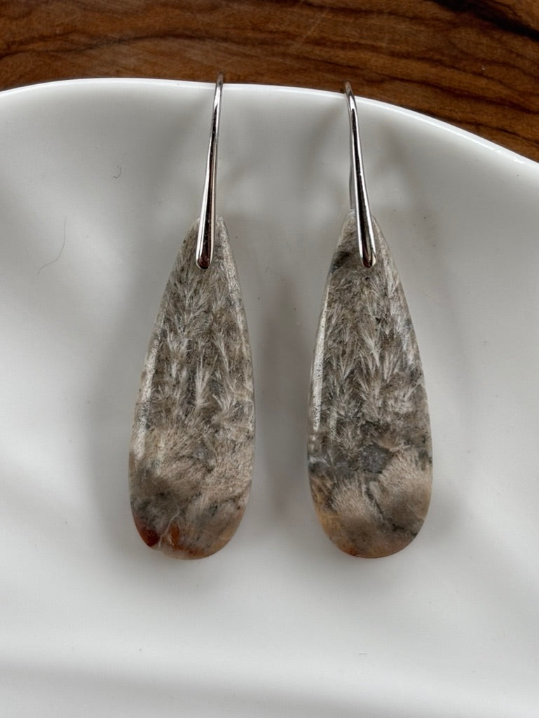 Lavender Plume Agate Earrings