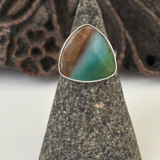 Blue Opalized Wood Ring Size 6.5