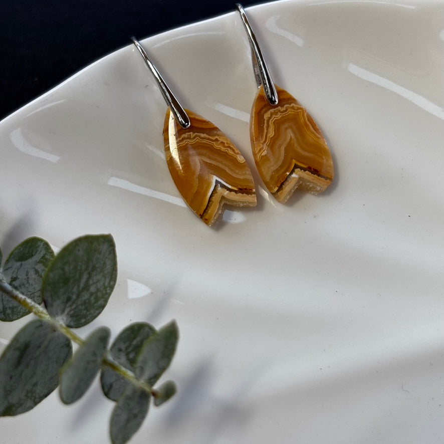 Small Crazy Lace Agate Dangle Earrings