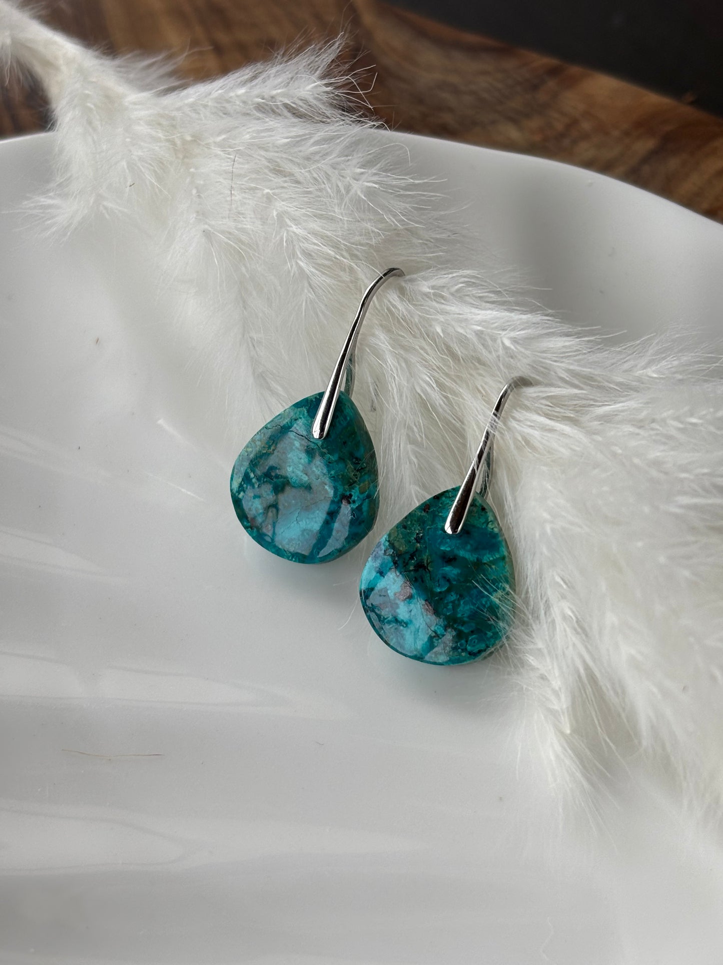 Small Azurite Teardrop Earrings
