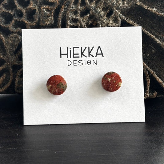Red Moss Agate Round Studs
