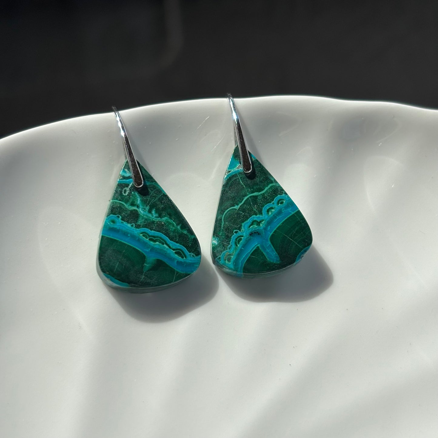 Malachite Chrysocolla Drop Earrings
