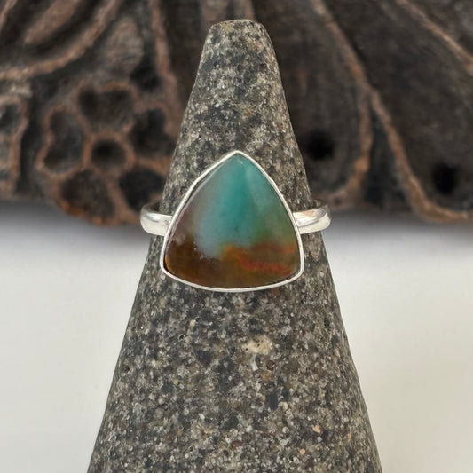 Blue Opalized Wood Ring Size 8