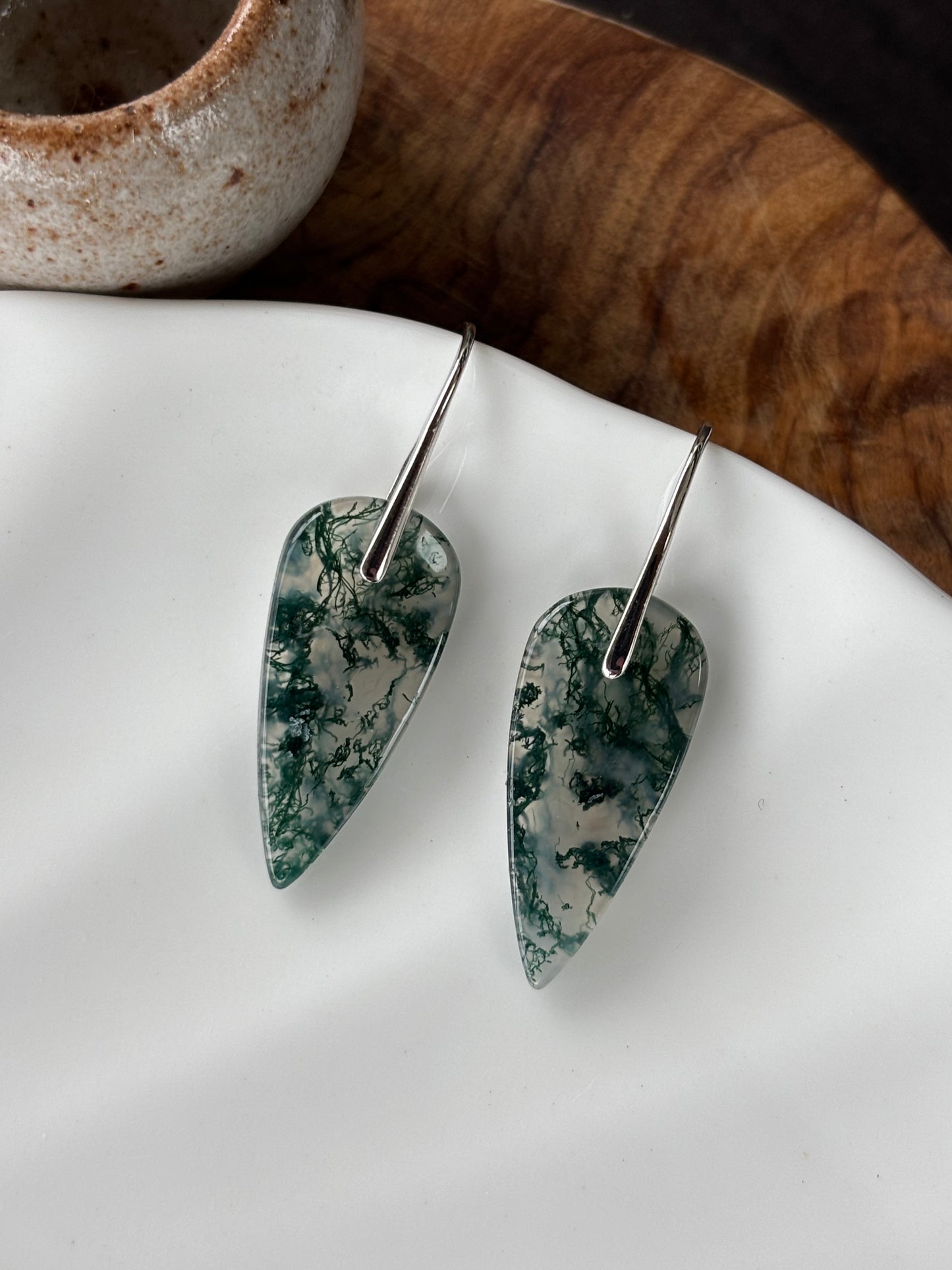 Moss Agate Spike Dangles