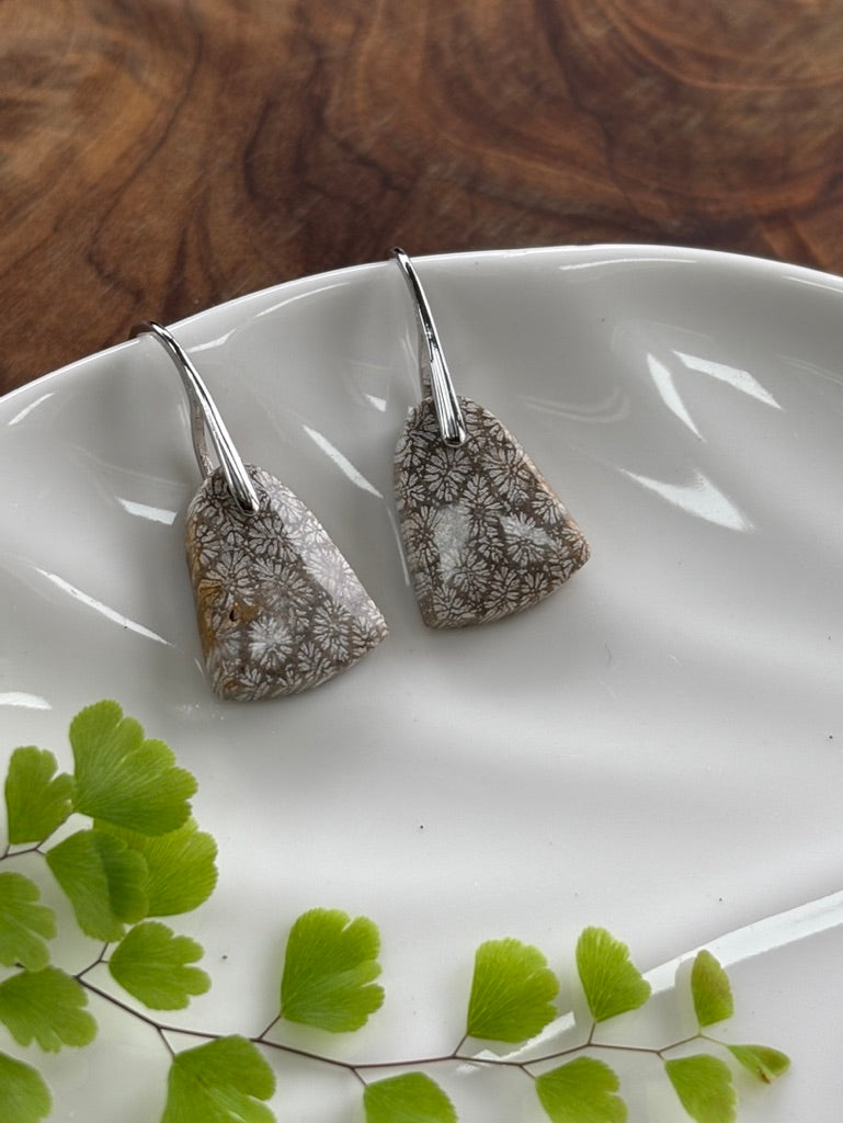 Fossilized Coral Bell Earrings