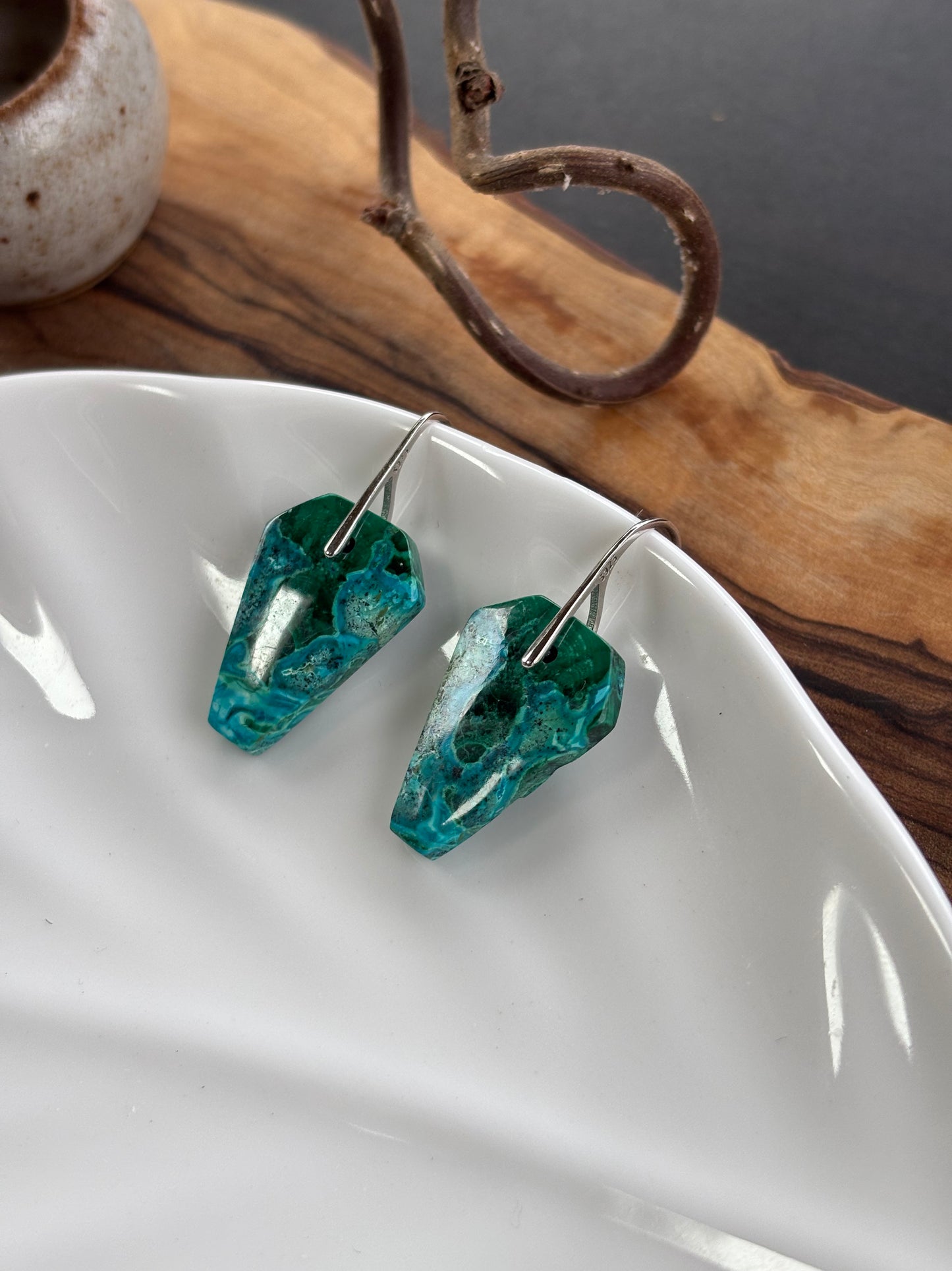 Malachite Chrysocolla Coffin Earrings