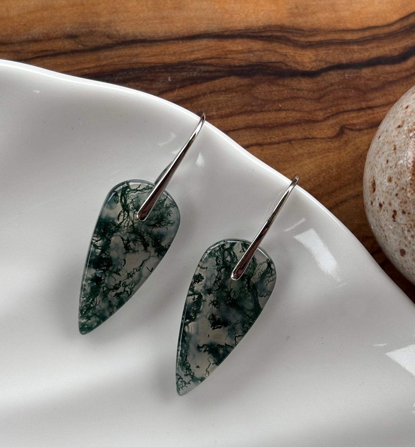 Moss Agate Spike Dangles