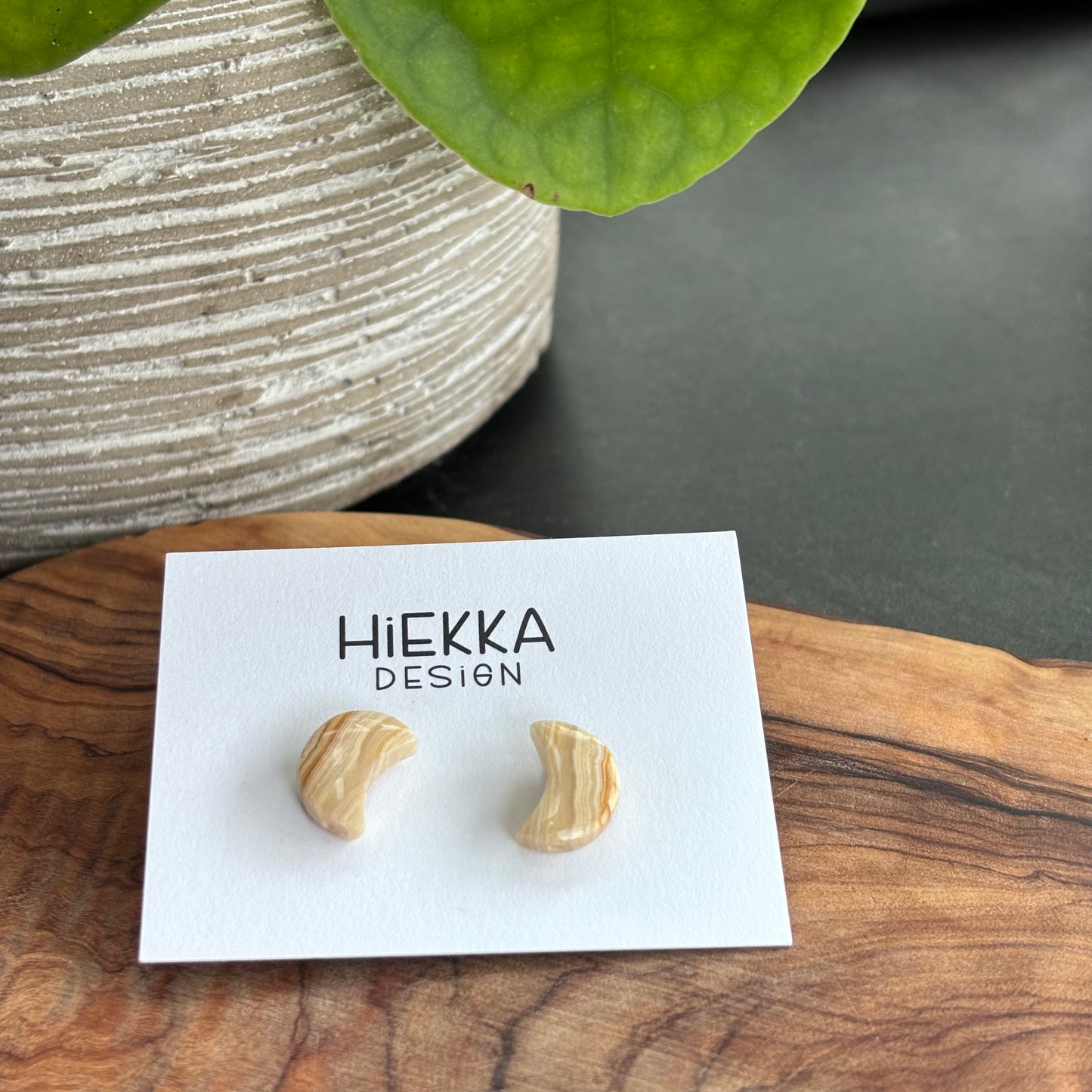 Crazy Lace Agate Moon Studs