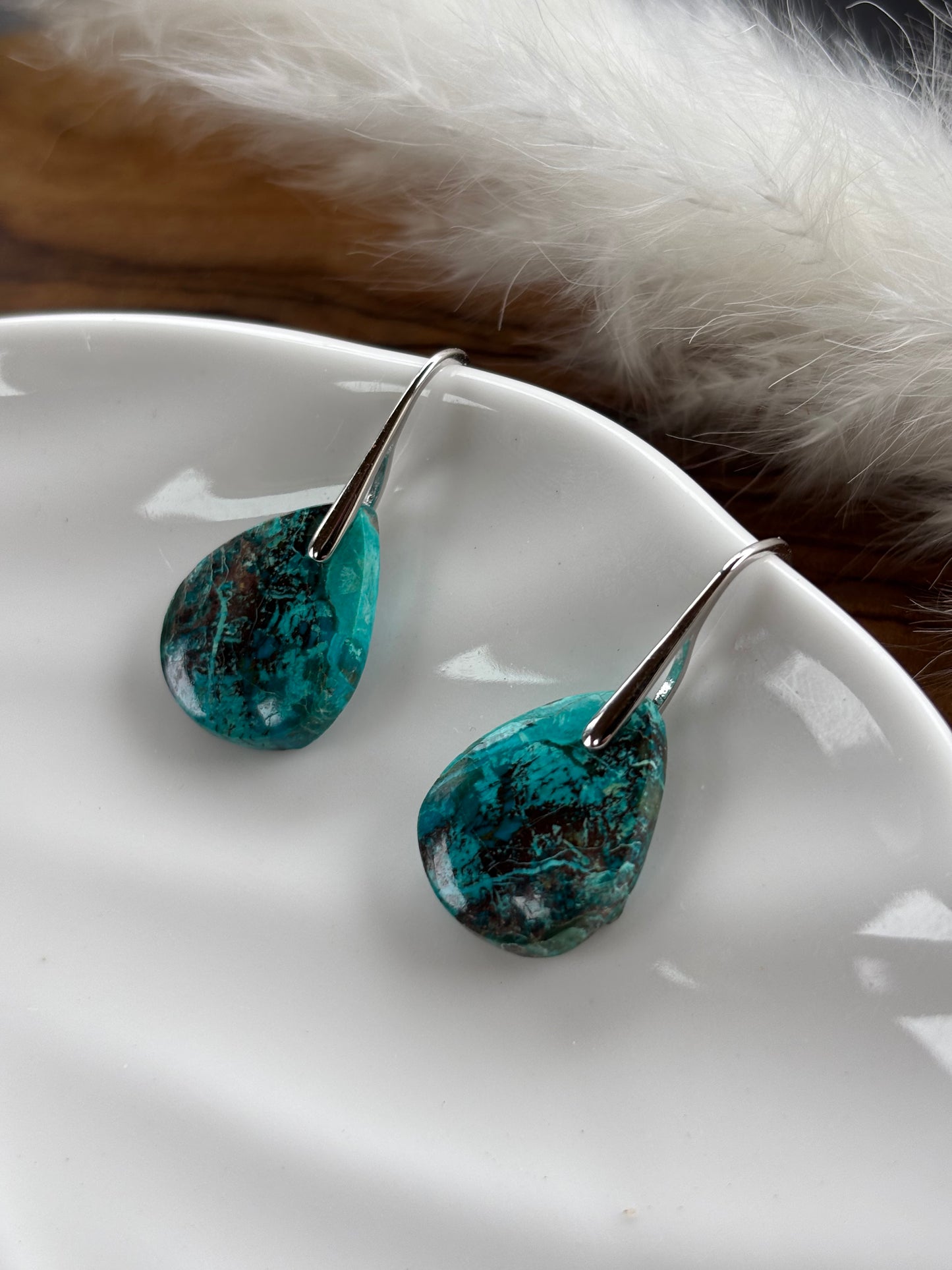 Small Azurite Teardrop Earrings