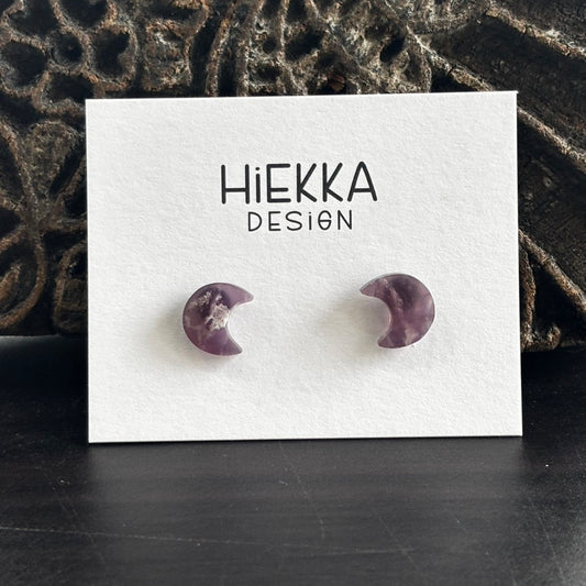 Grape Agate Moon Studs