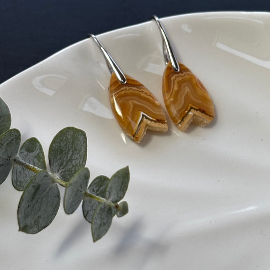 Small Crazy Lace Agate Dangle Earrings