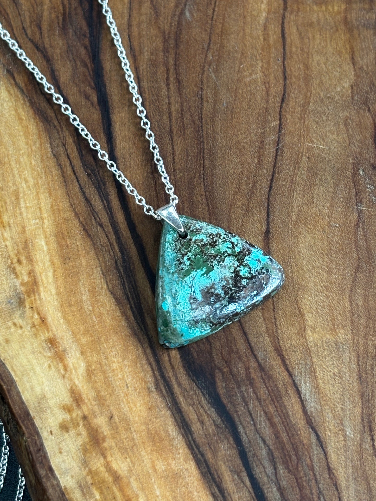 Triangle Chrysocolla Pendant Necklace