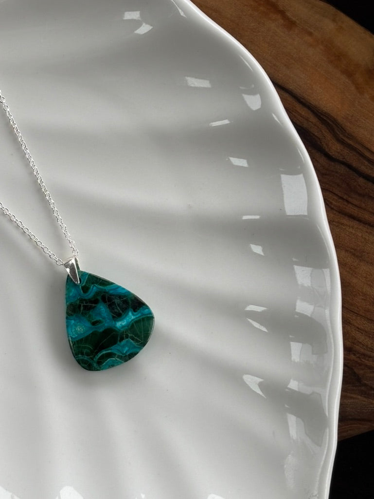 Malachite Chrysocolla Pendant Necklace