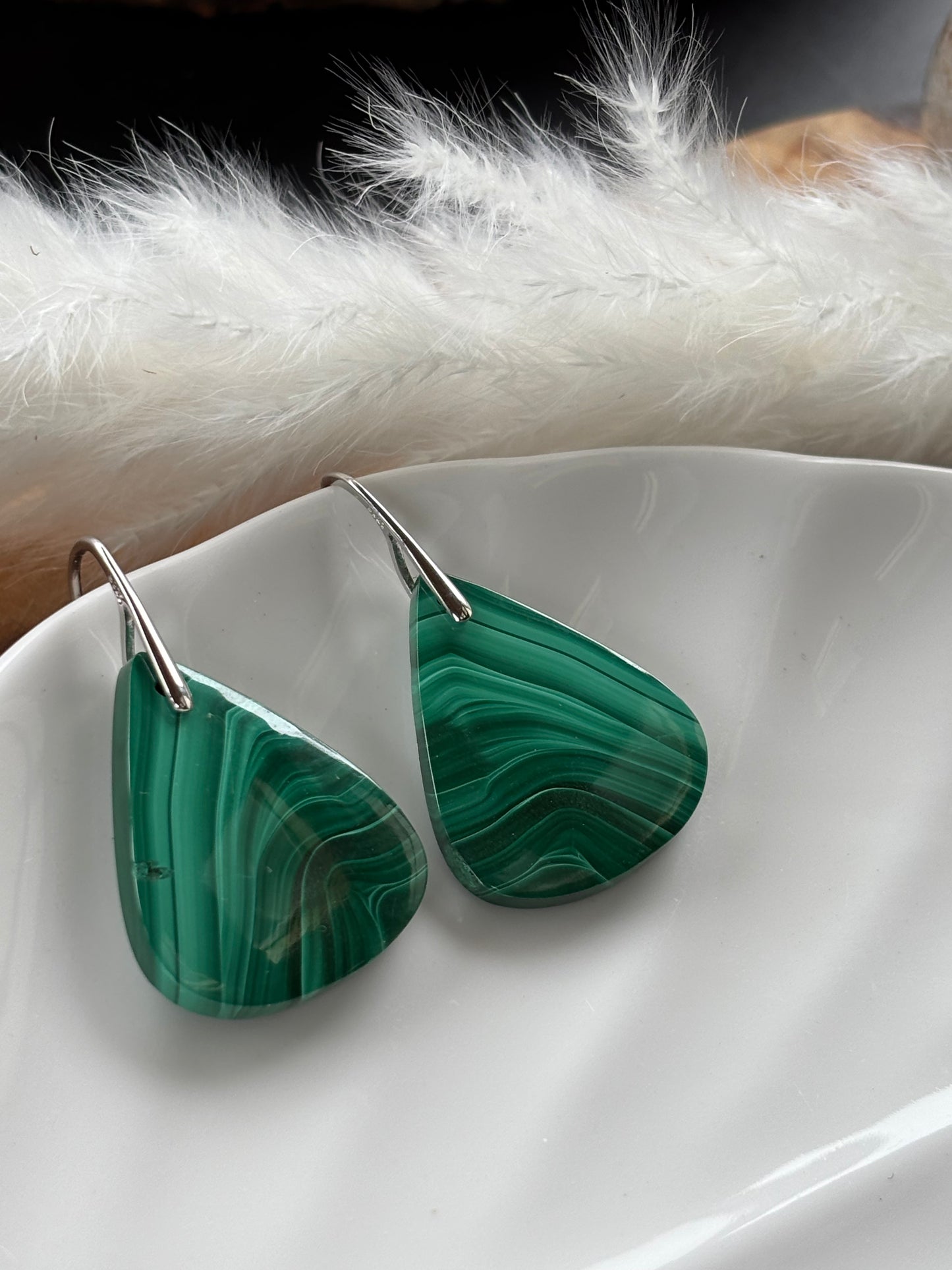 Malachite Teardrop Dangle Earrings