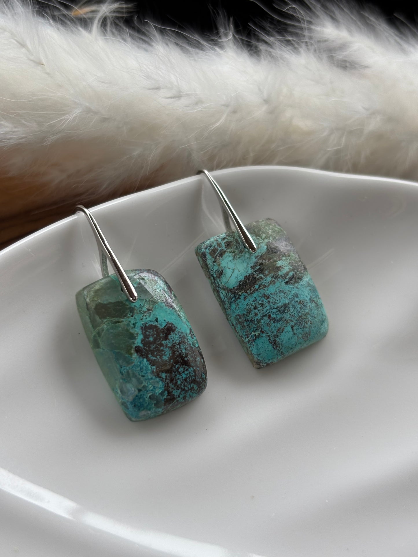 Chrysocolla Square Earrings