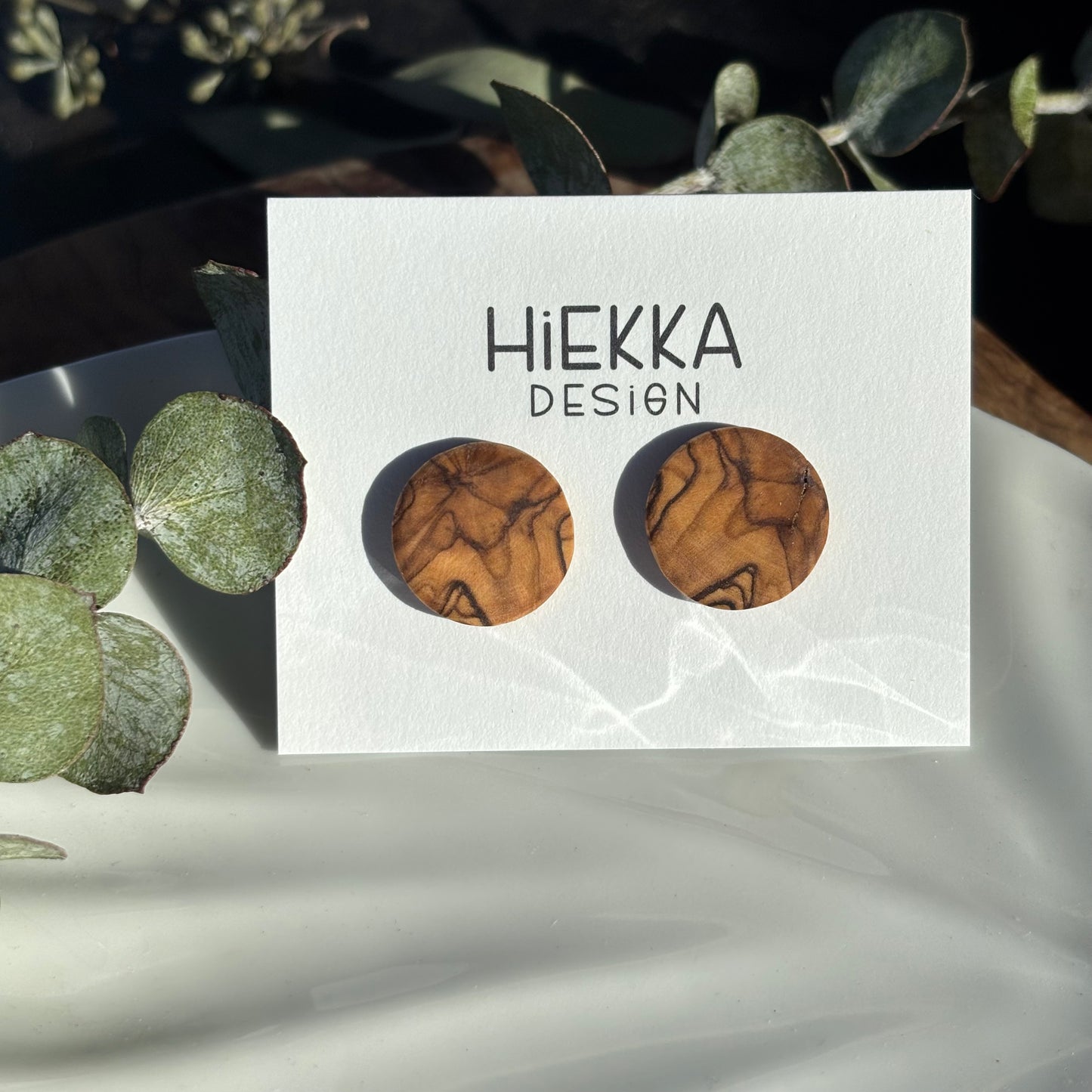 Olive Wood Stud Earrings
