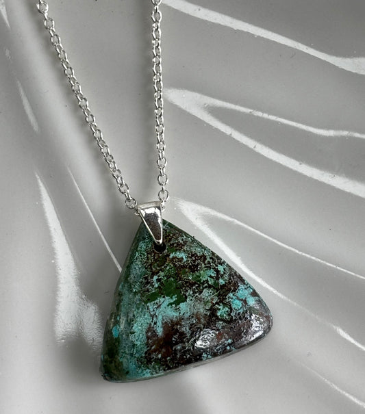 Triangle Chrysocolla Pendant Necklace