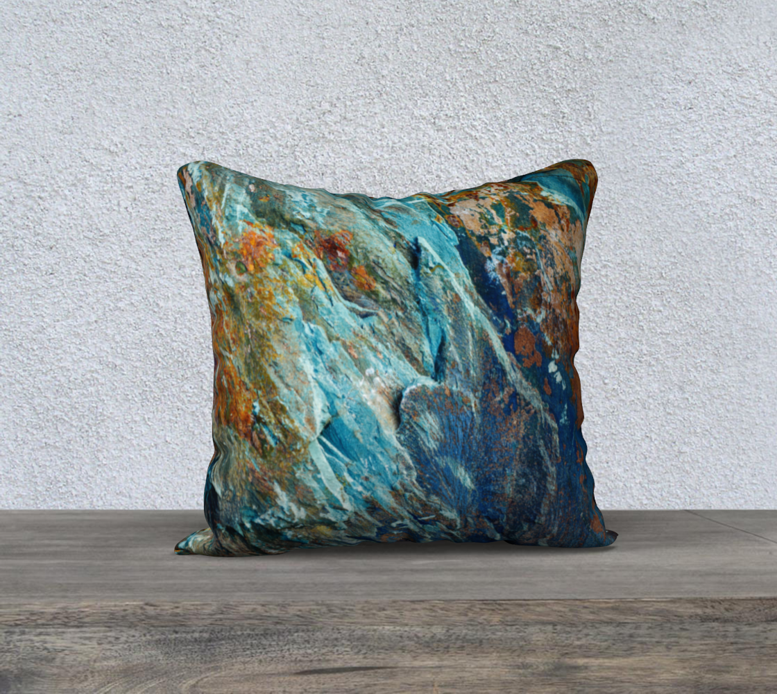 Blue Opal Wood Cushion Cover 18x18"
