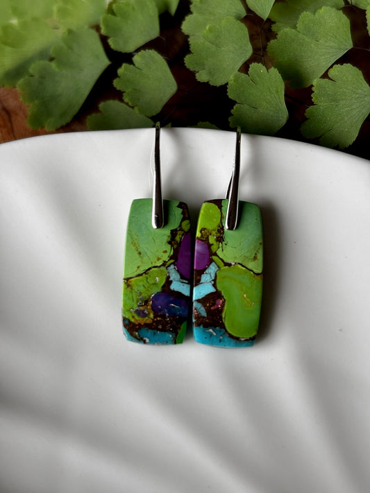 Green Spiny Oyster Turquoise Earrings