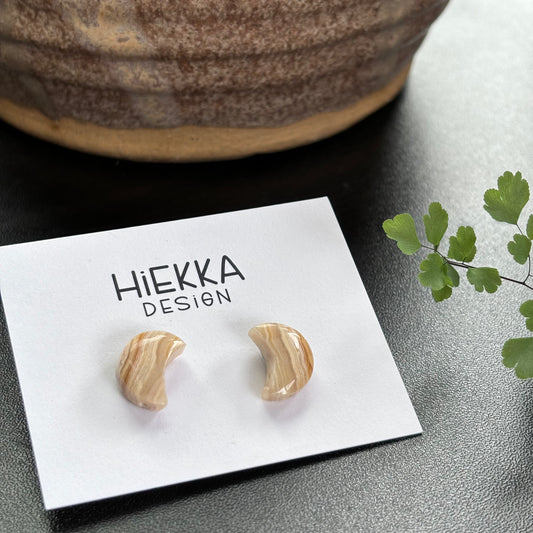 Crazy Lace Agate Moon Studs