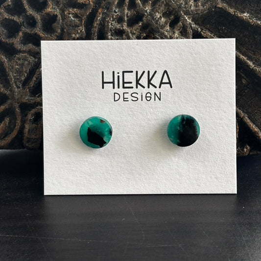 Blue Opalized Wood Round Studs