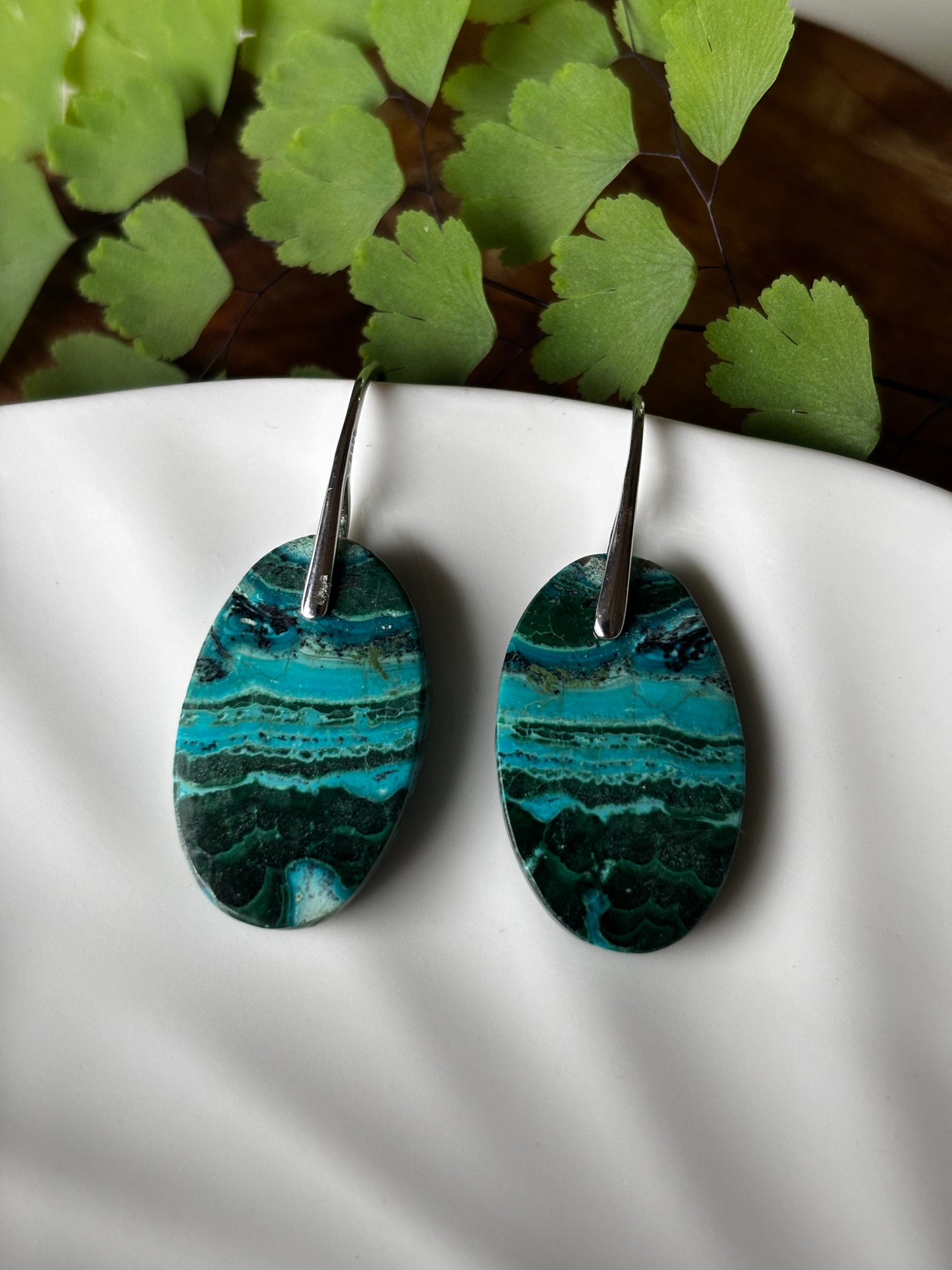 Malachite Chrysocolla Oval Dangles
