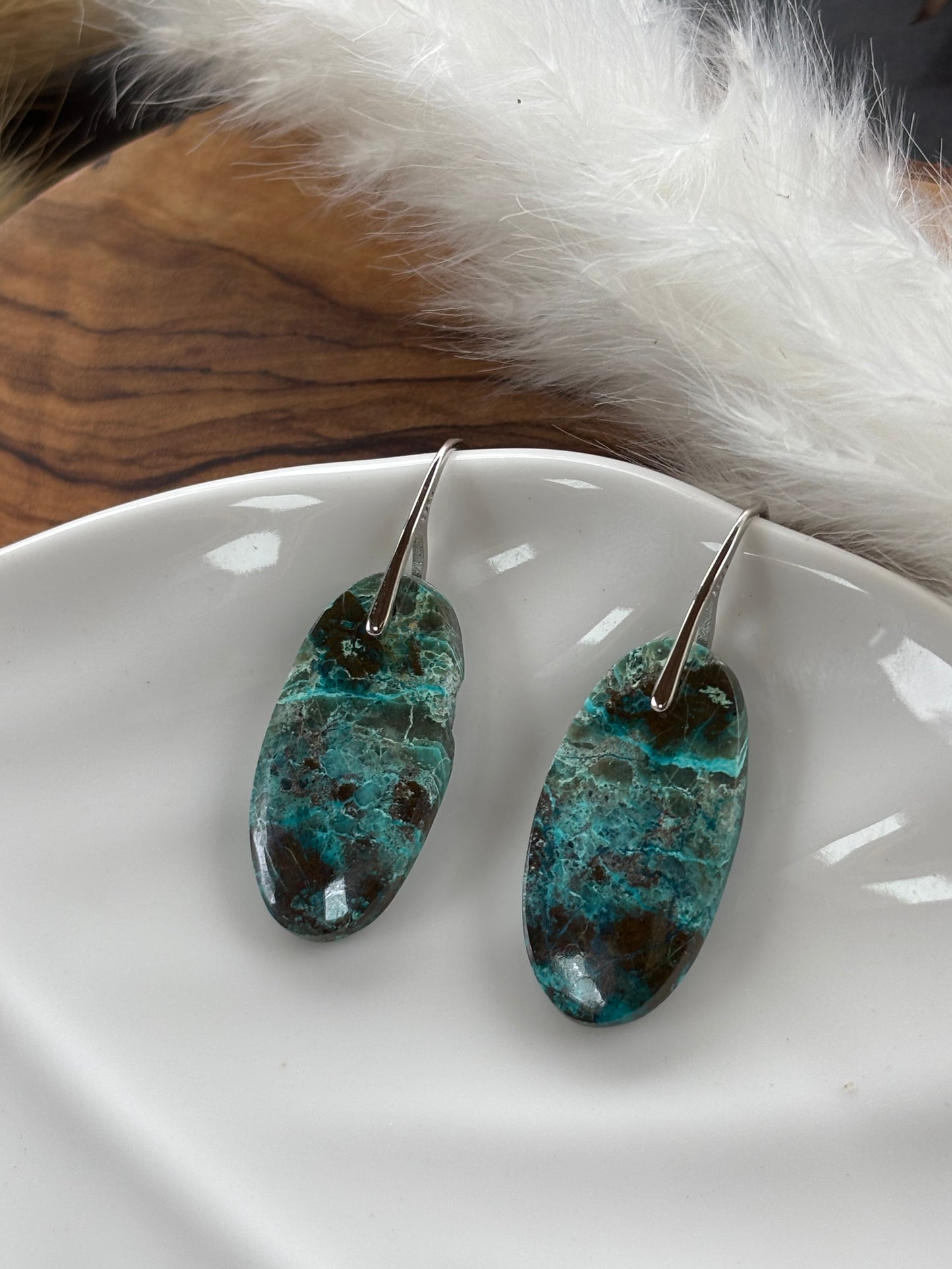 Chrysocolla Oval Earrings
