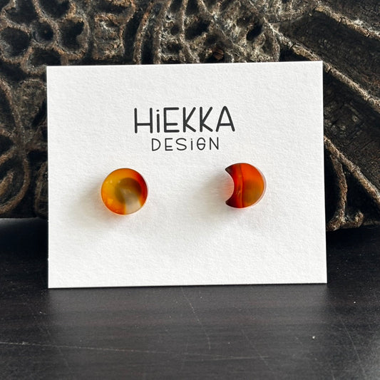 Carnelian Moons Studs