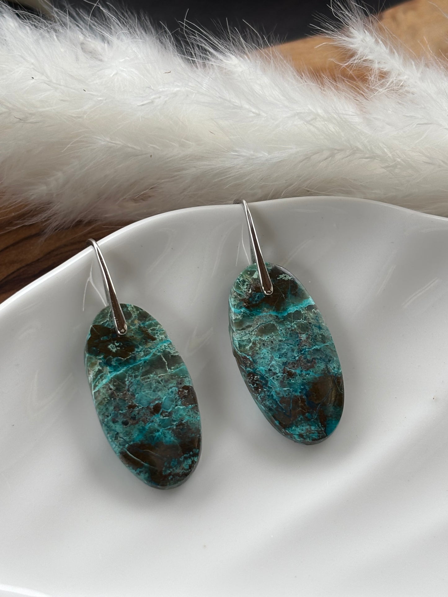Chrysocolla Oval Earrings