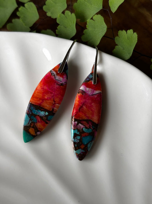 Spiny Oyster Turquoise Earrings