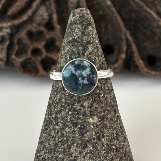 Blue Opalized Wood Ring Size 7.5