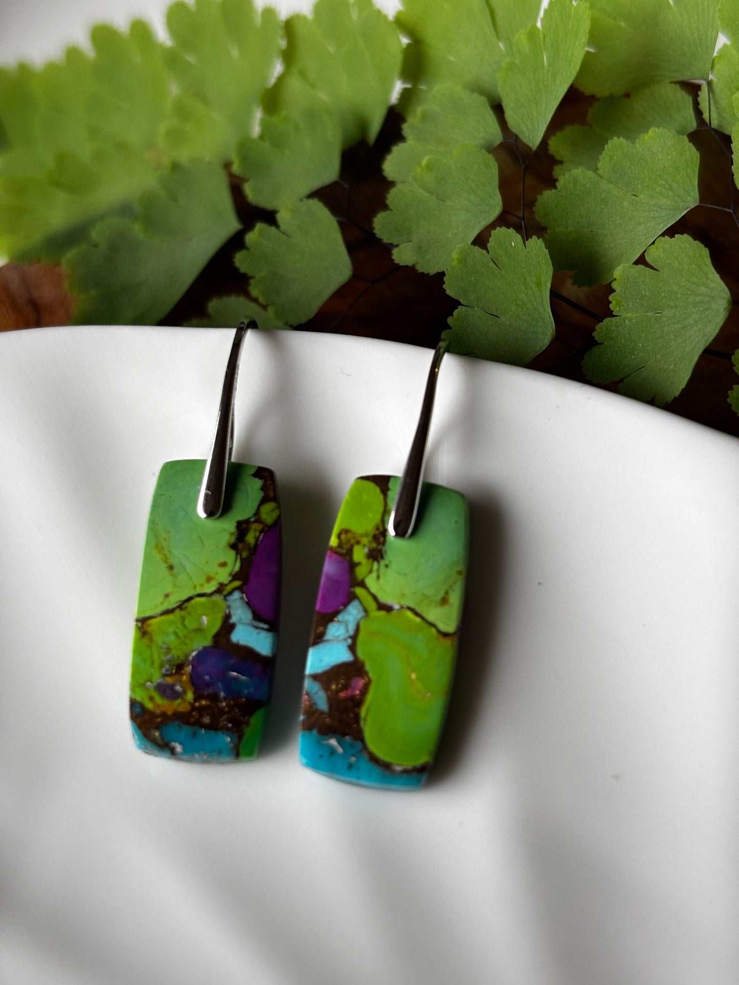 Green Spiny Oyster Turquoise Earrings