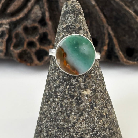 Blue Opalized Wood Ring Size 7